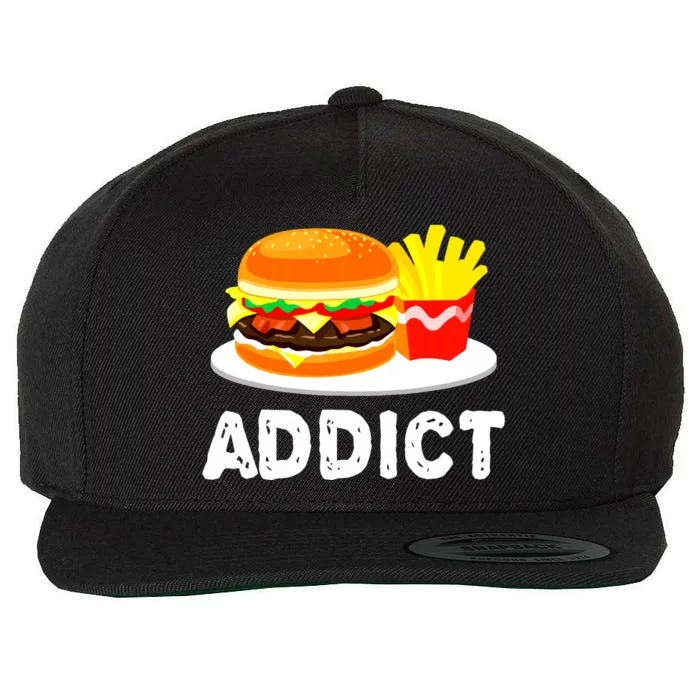 Bacon Cheeseburger Hamburger And French Fries Addict Funny Wool Snapback Cap