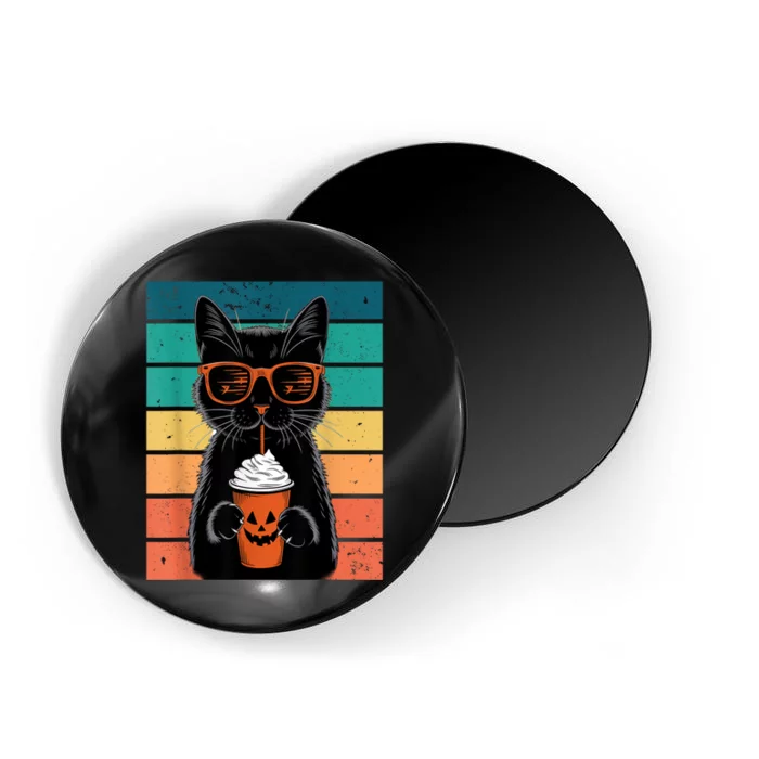 Black Cat Hipster Trick Or Treat Funny Halloween Black Cat Magnet