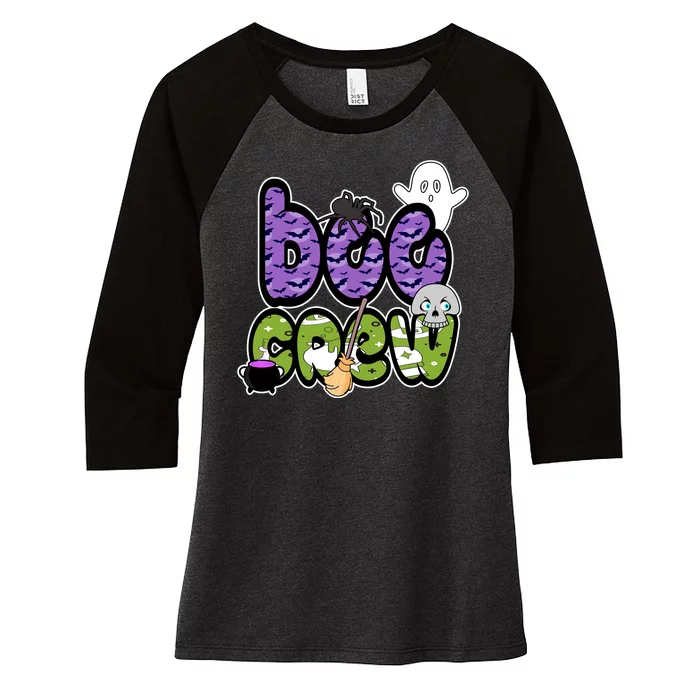 Boo Crew Halloween Spooky Fun Women's Tri-Blend 3/4-Sleeve Raglan Shirt