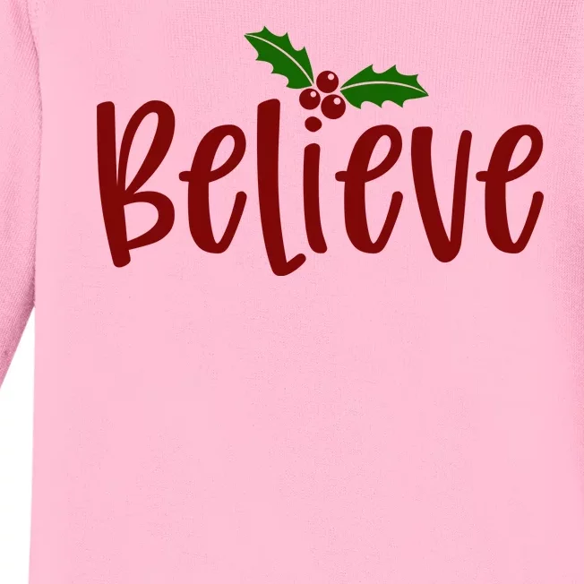 Believe Christmas Holiday Baby Long Sleeve Bodysuit