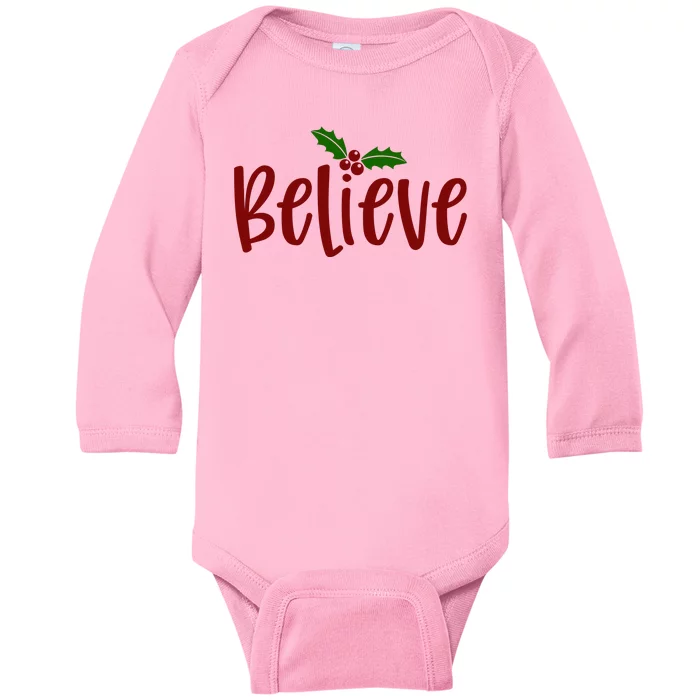 Believe Christmas Holiday Baby Long Sleeve Bodysuit