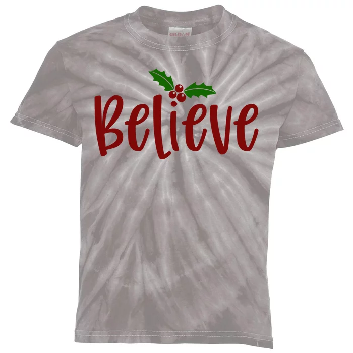 Believe Christmas Holiday Kids Tie-Dye T-Shirt