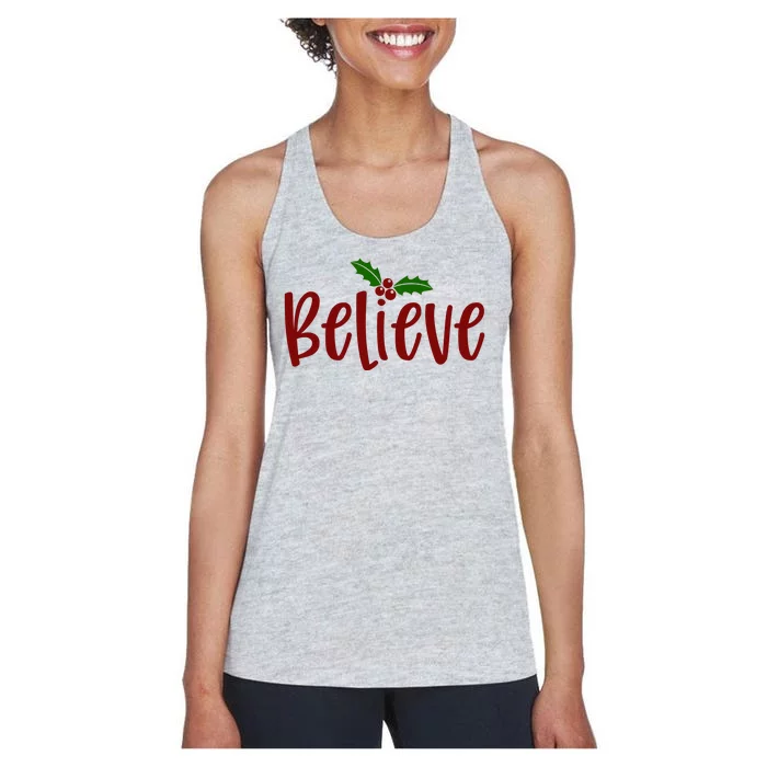 Believe Christmas Holiday Women's Racerback Tank