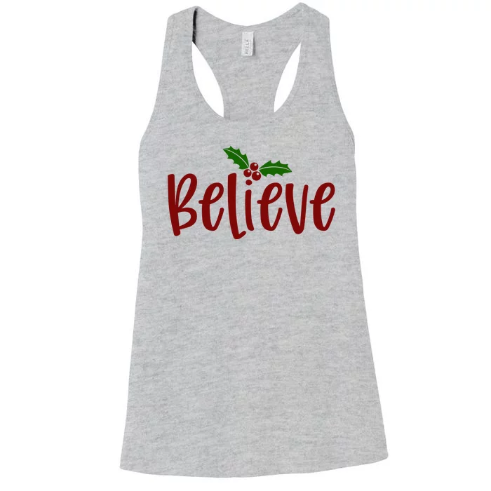 Believe Christmas Holiday Women's Racerback Tank