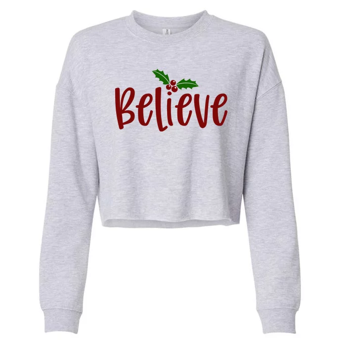 Believe Christmas Holiday Cropped Pullover Crew