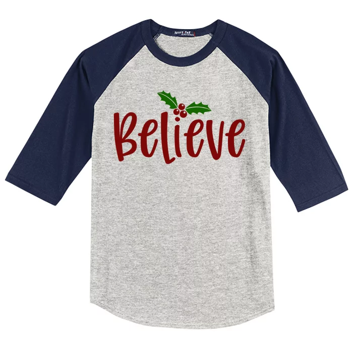 Believe Christmas Holiday Kids Colorblock Raglan Jersey