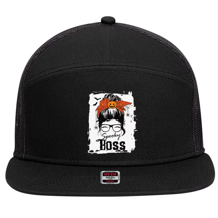 Boss Ceo Halloween Spooky Spider Messy Bun Hair Women 7 Panel Mesh Trucker Snapback Hat