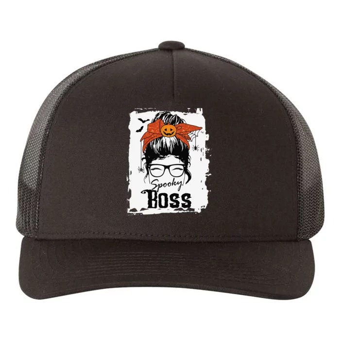 Boss Ceo Halloween Spooky Spider Messy Bun Hair Women Yupoong Adult 5-Panel Trucker Hat