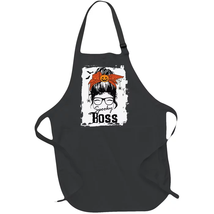 Boss Ceo Halloween Spooky Spider Messy Bun Hair Women Full-Length Apron With Pocket