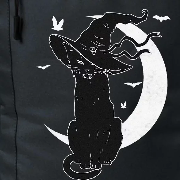 Black Cat Halloween Costume Scary Witch Hat Moon Cat Lover Daily Commute Backpack