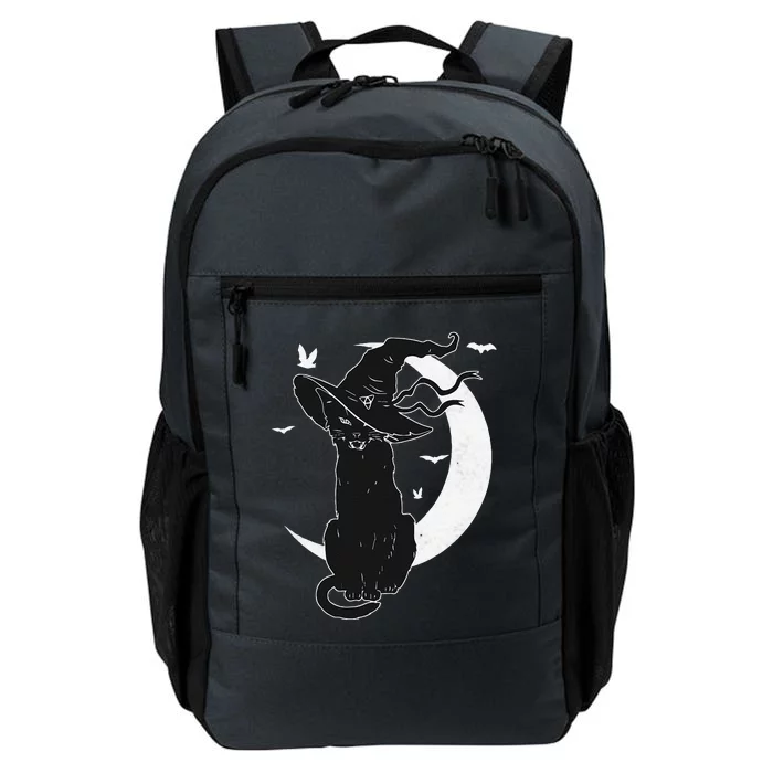 Black Cat Halloween Costume Scary Witch Hat Moon Cat Lover Daily Commute Backpack