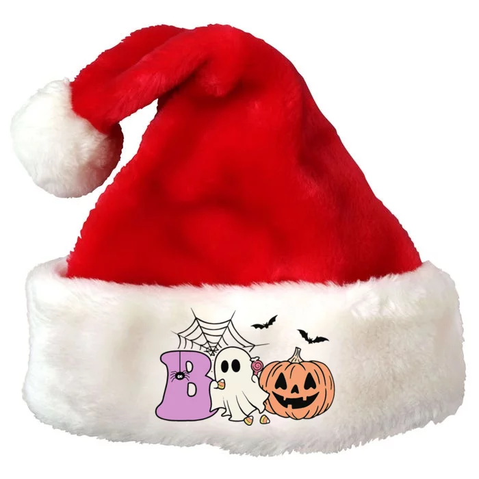 Boo Crew Halloween Ghost Pumpkin Groovy Retro Spooky Season Premium Christmas Santa Hat