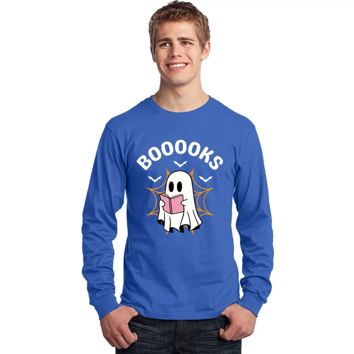 Booooks Cute Halloween Ghost Read More Books Funny Spooky Tall Long Sleeve T-Shirt