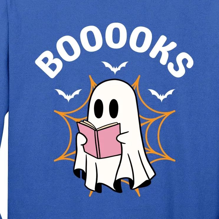 Booooks Cute Halloween Ghost Read More Books Funny Spooky Tall Long Sleeve T-Shirt