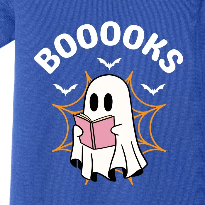 Booooks Cute Halloween Ghost Read More Books Funny Spooky Baby Bodysuit