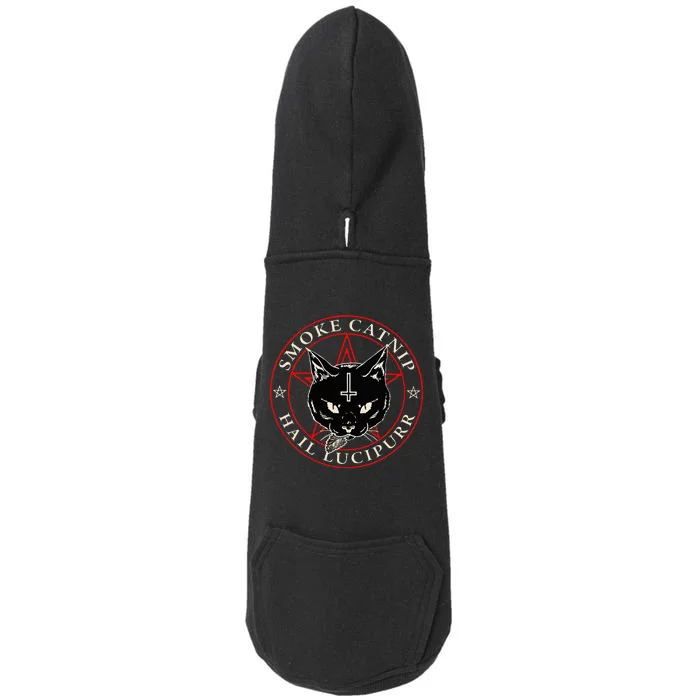 Black Cat H.A.I.L S.A.T.A.N Smoke Catnip Hail Lucipurr Weed Doggie 3-End Fleece Hoodie