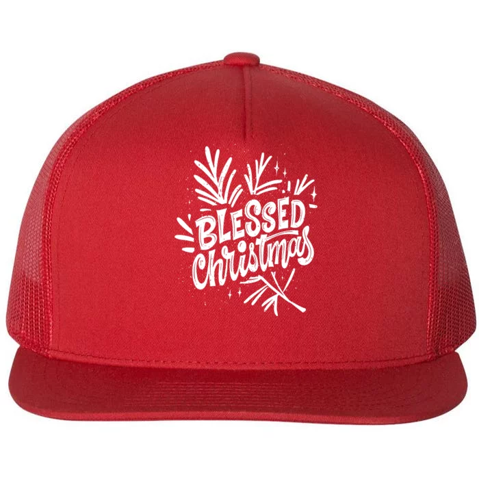 Blessed Christmas Holiday Flat Bill Trucker Hat