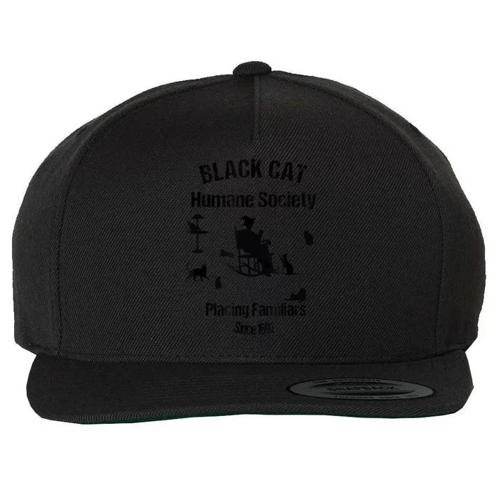 Black Cat Humane Society Funny Witch Halloween Wool Snapback Cap