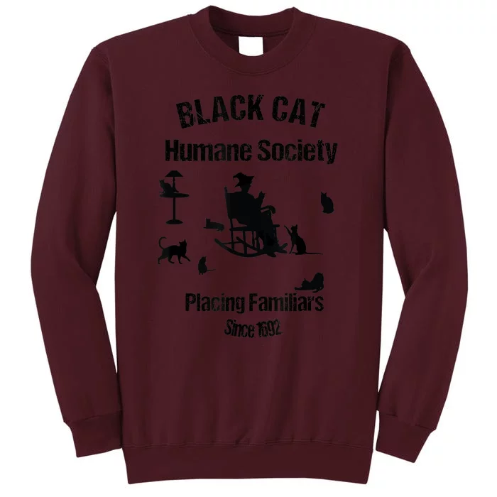 Black Cat Humane Society Funny Witch Halloween Tall Sweatshirt