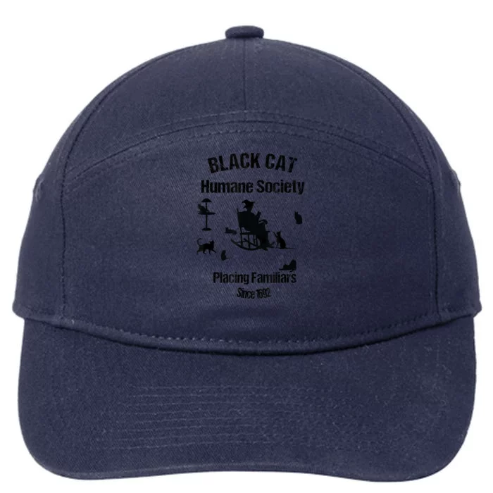 Black Cat Humane Society Funny Witch Halloween 7-Panel Snapback Hat