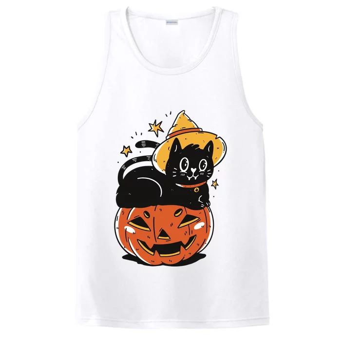 Black Cat Halloween Witch Hat Pumpkin Costume Performance Tank