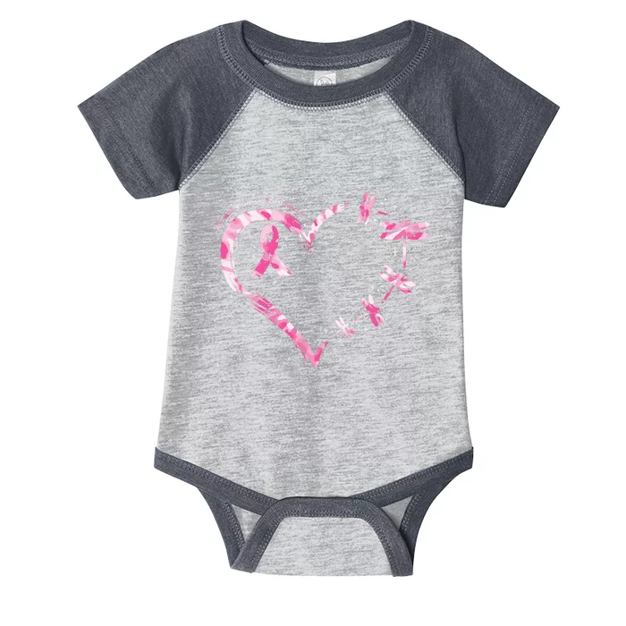 Breast Cancer Heart Dragonflies Awareness Infant Baby Jersey Bodysuit