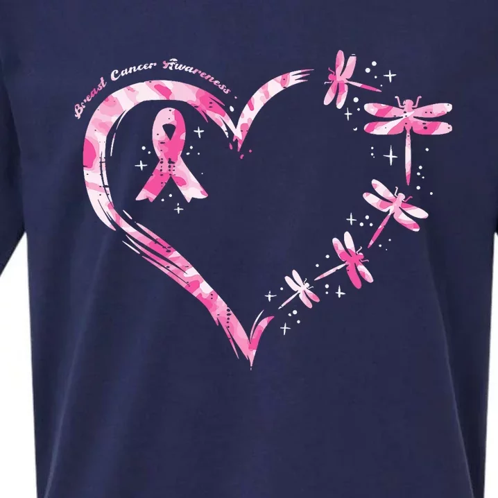 Breast Cancer Heart Dragonflies Awareness Sueded Cloud Jersey T-Shirt