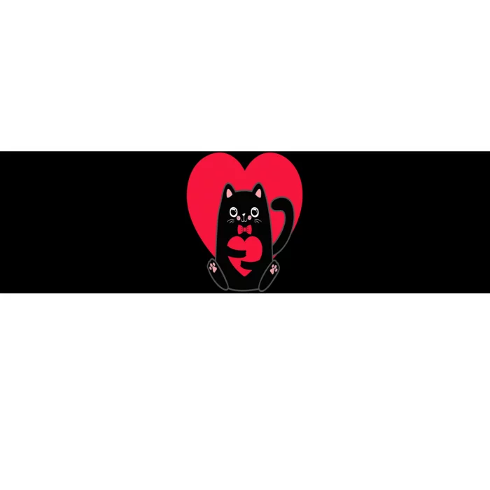 Black Cat Heart Valentines Day Cute Kitten Kitty-Love V Day Bumper Sticker