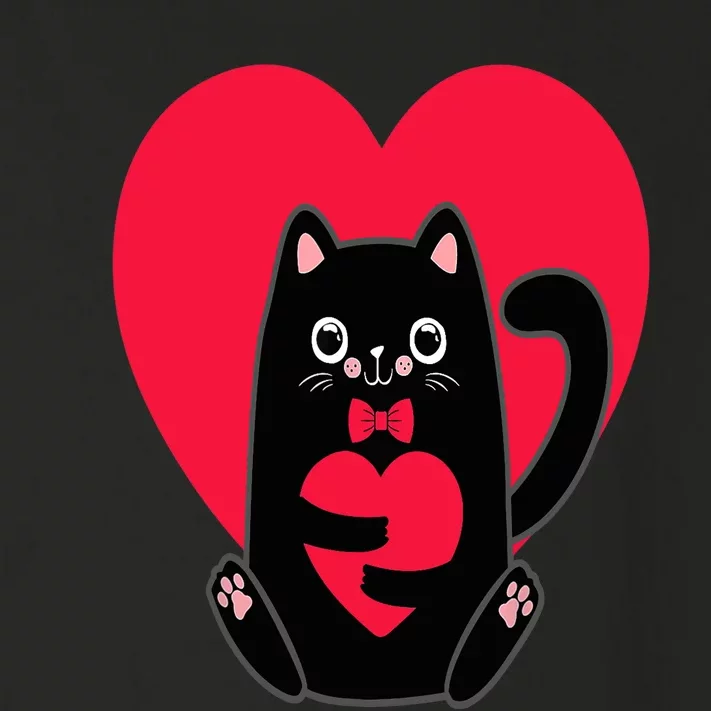 Black Cat Heart Valentines Day Cute Kitten Kitty-Love V Day Toddler Long Sleeve Shirt