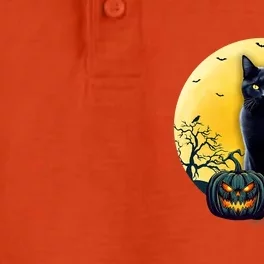 Black Cat Halloween Pumpkin Costume Dry Zone Grid Performance Polo