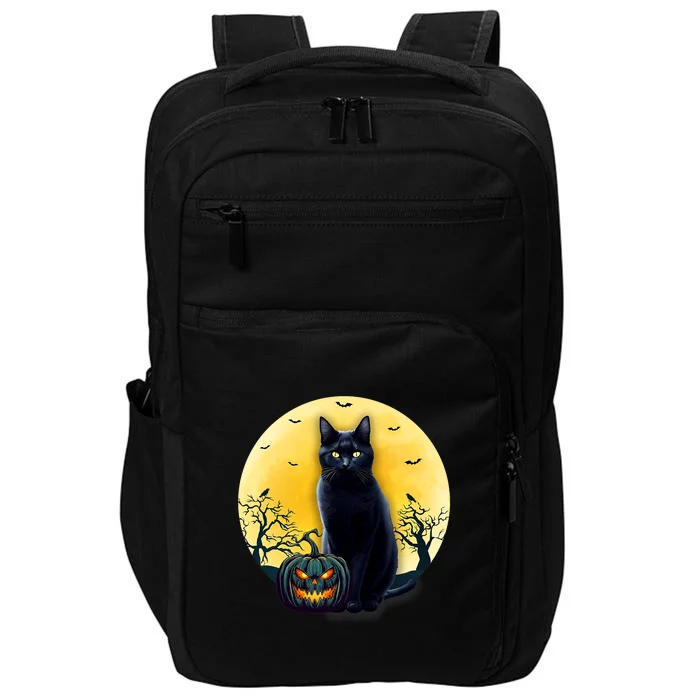 Black Cat Halloween Pumpkin Costume Impact Tech Backpack