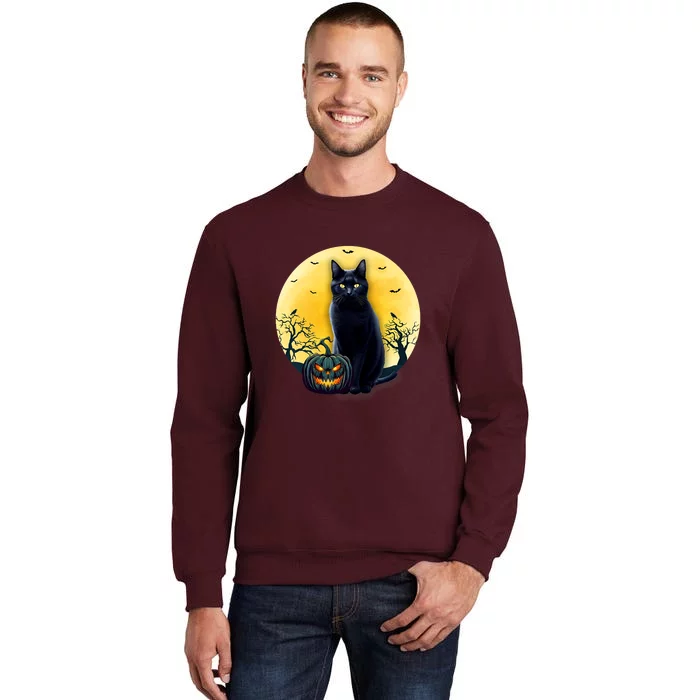 Black Cat Halloween Pumpkin Costume Tall Sweatshirt