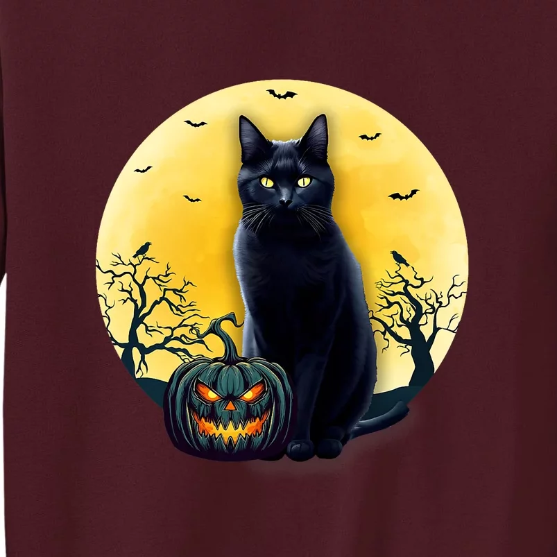 Black Cat Halloween Pumpkin Costume Tall Sweatshirt