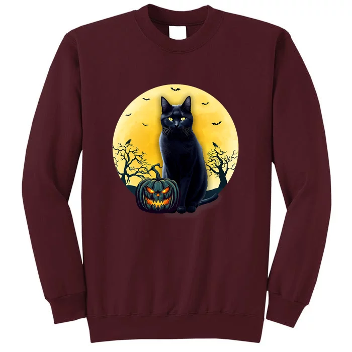 Black Cat Halloween Pumpkin Costume Tall Sweatshirt