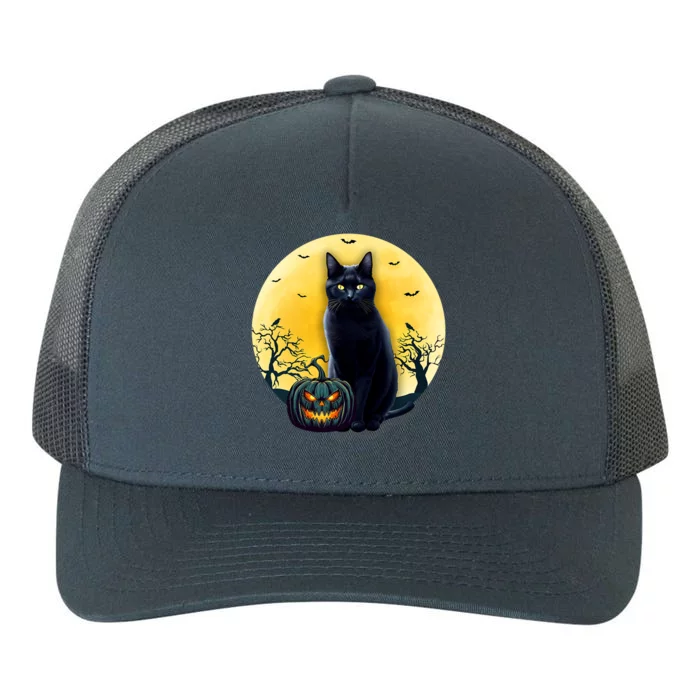 Black Cat Halloween Pumpkin Costume Yupoong Adult 5-Panel Trucker Hat