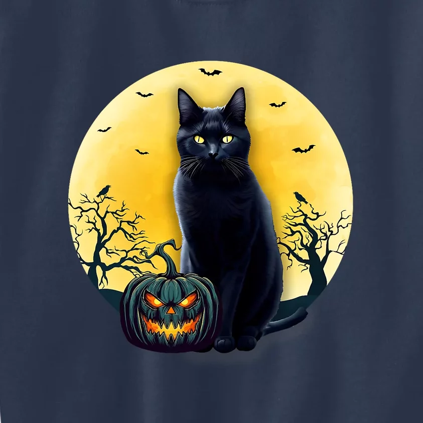 Black Cat Halloween Pumpkin Costume Kids Sweatshirt