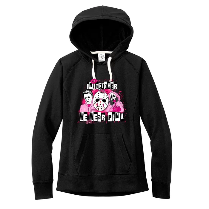 Breast Cancer Horror Movie Characters Halloween Women's Fleece Hoodie