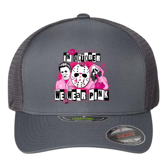 Breast Cancer Horror Movie Characters Halloween Flexfit Unipanel Trucker Cap