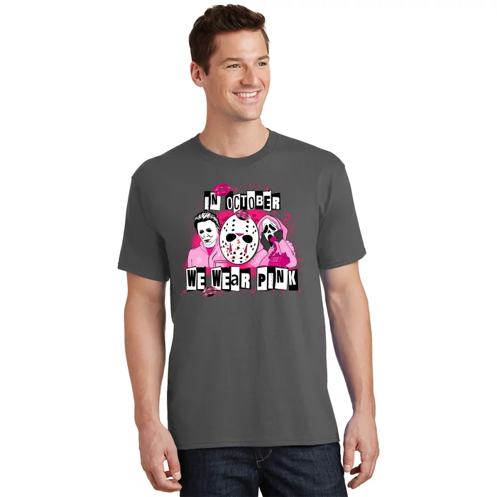 Breast Cancer Horror Movie Characters Halloween T-Shirt