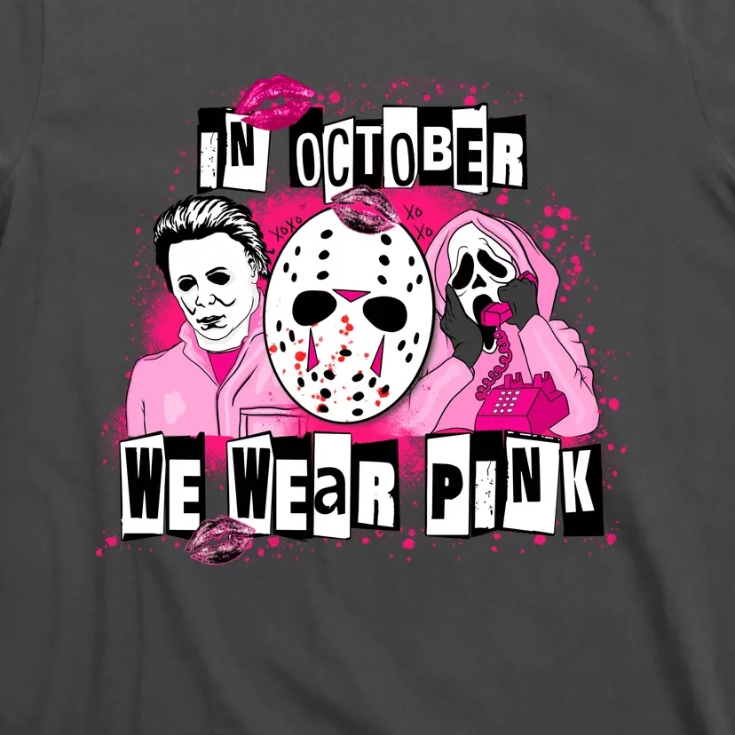 Breast Cancer Horror Movie Characters Halloween T-Shirt