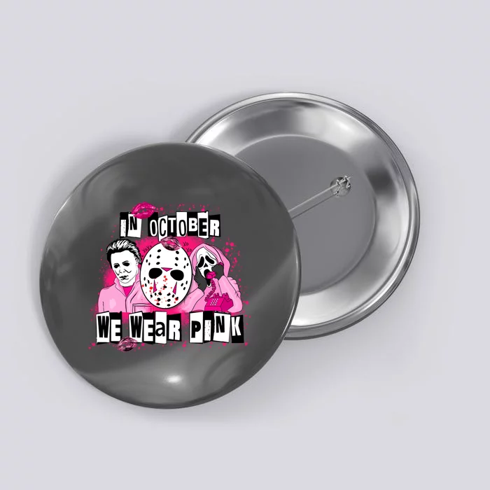 Breast Cancer Horror Movie Characters Halloween Button