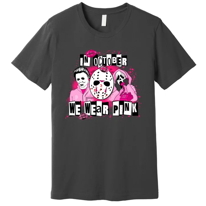 Breast Cancer Horror Movie Characters Halloween Premium T-Shirt