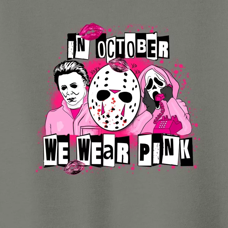 Breast Cancer Horror Movie Characters Halloween Toddler T-Shirt