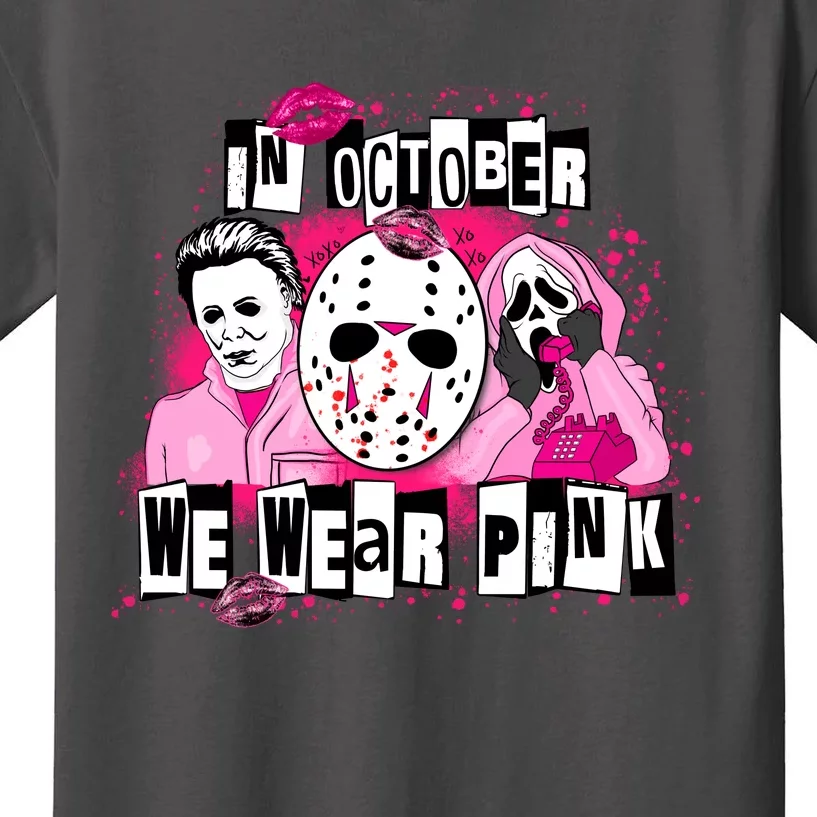 Breast Cancer Horror Movie Characters Halloween Kids T-Shirt