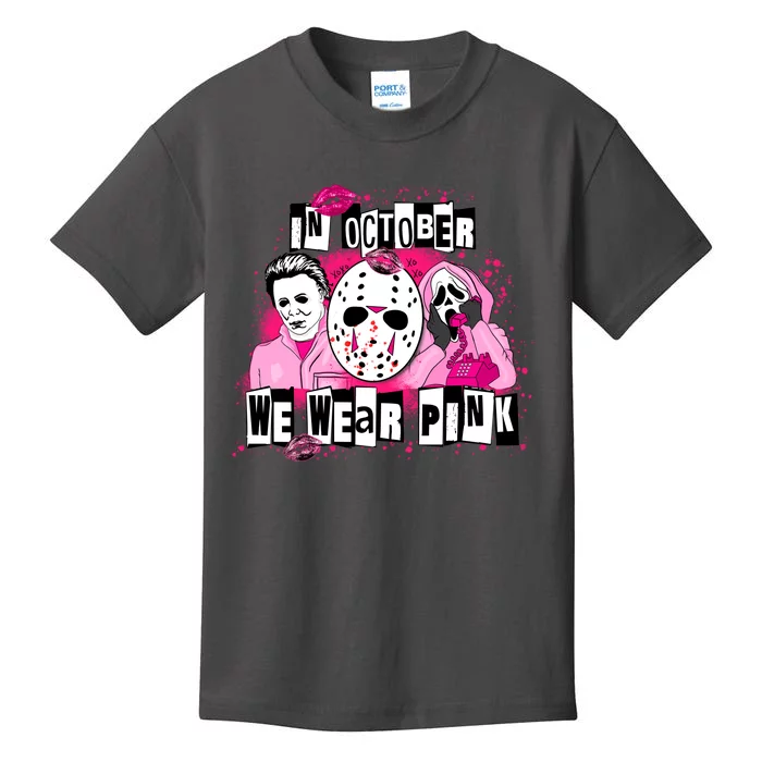 Breast Cancer Horror Movie Characters Halloween Kids T-Shirt