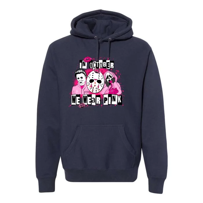 Breast Cancer Horror Movie Characters Halloween Premium Hoodie