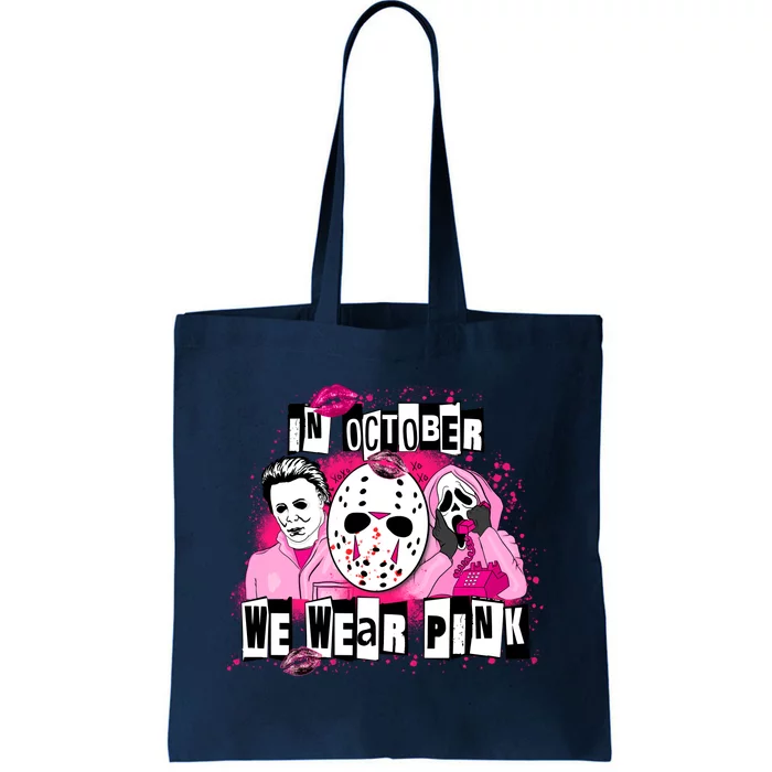 Breast Cancer Horror Movie Characters Halloween Tote Bag