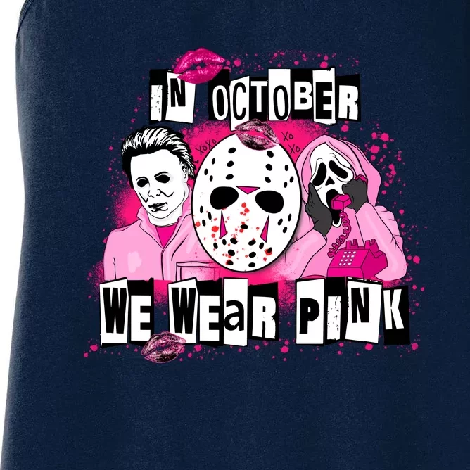 Breast Cancer Horror Movie Characters Halloween Women's Racerback Tank