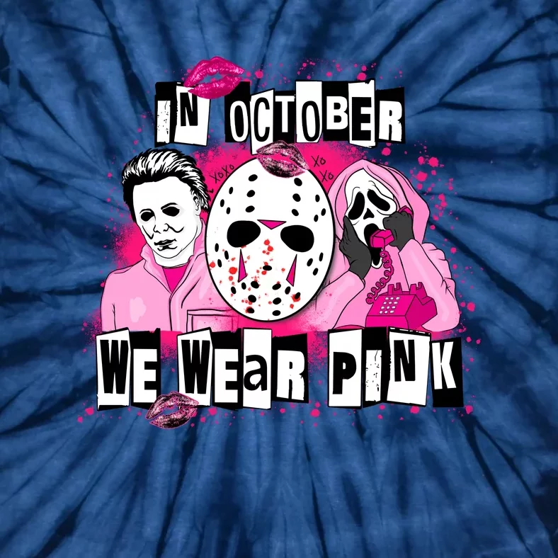 Breast Cancer Horror Movie Characters Halloween Tie-Dye T-Shirt