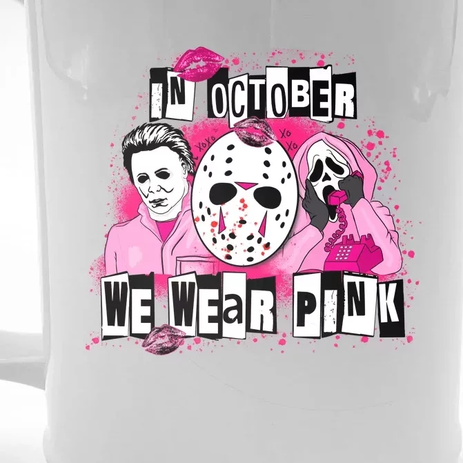 Breast Cancer Horror Movie Characters Halloween Front & Back Beer Stein